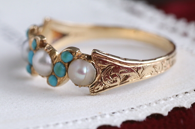 パール&ターコイズリング　ヴィクトリアン　ジョージアンリング　指輪　アンティークジュエリー　イギリス　アンティークストリュフ 20251212