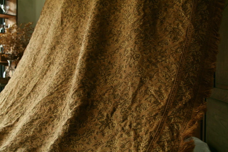 花模様のオールドゴブランカーテン　フランス　アンティークストリュフ