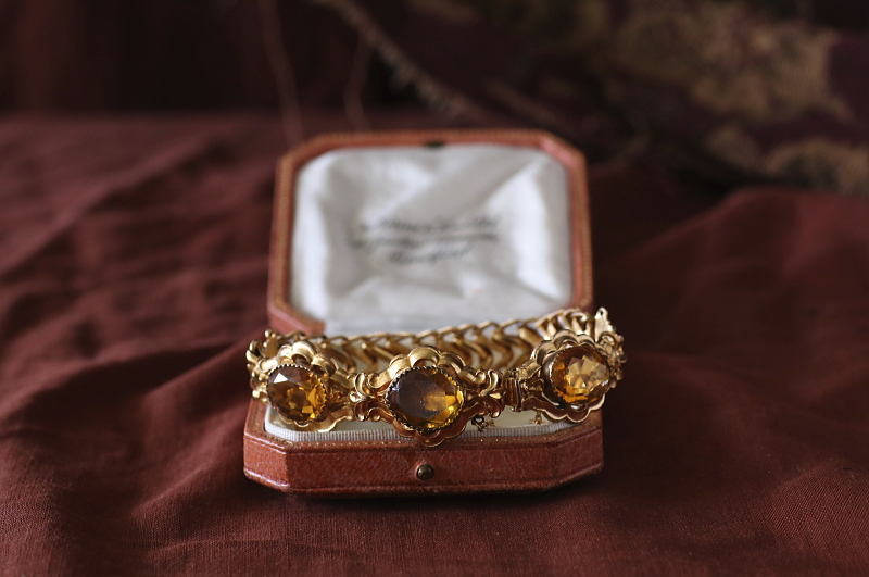 シトリンペーストブレスレット　ヨーロッパ　アンティークストリュフ 202602019