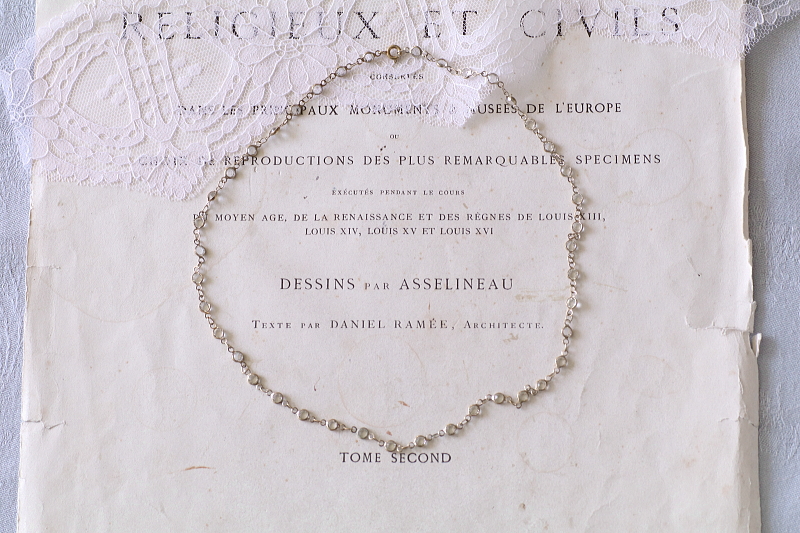 カットペーストシルバーネックレス　ヨーロッパ　アンティークストリュフ