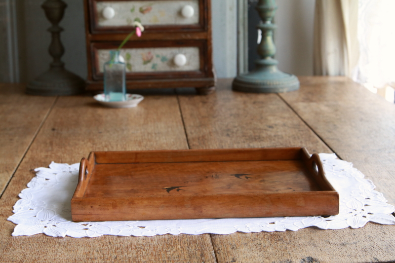 ツバメのオリーブウッドトレイ　フランス　アンティークストリュフ