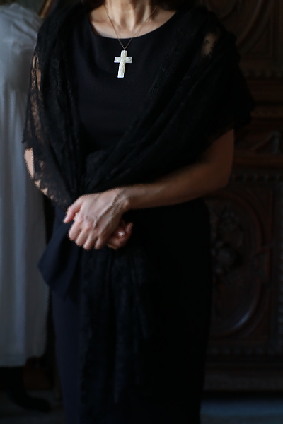 ベツレヘムパール　花十字ペンダント　パレスチナ　アンティークストリュフ