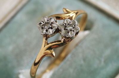 トワ・エ・モア　フラワーダイヤモンドリング　エンゲージリング　指輪　フランス　アンティークストリュフ 20250911