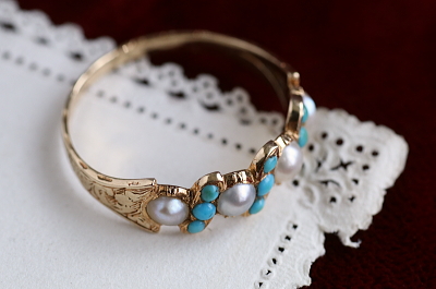 パール&ターコイズリング　ヴィクトリアン　ジョージアンリング　指輪　アンティークジュエリー　イギリス　アンティークストリュフ 20251212