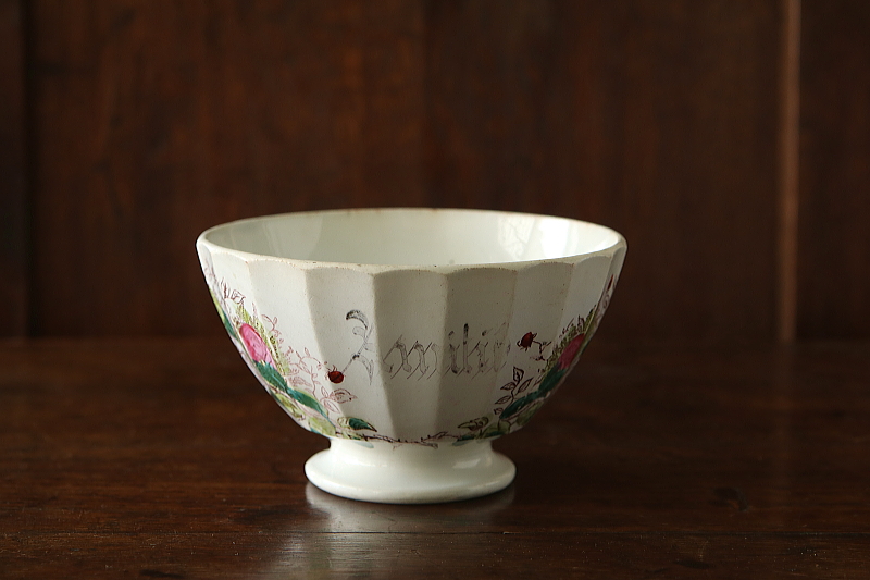 モスローズのラージカフェオレボウル　フランス　アンティークストリュフ