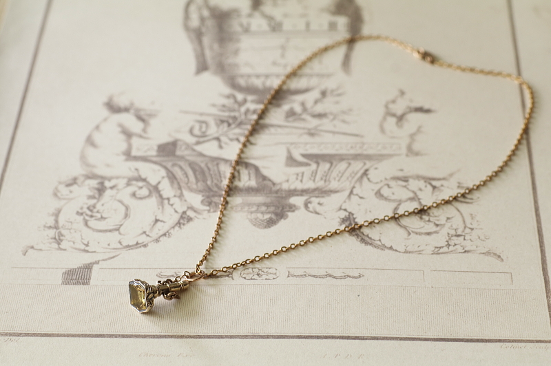 ヴィクトリアンウォッチフォブ　ウォッチキー　ロケット　ロングネックレス　アンティークストリュフ
