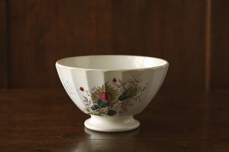 モスローズのラージカフェオレボウル　フランス　アンティークストリュフ