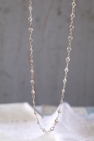 カットペーストシルバーネックレス　ヨーロッパ　アンティークストリュフ