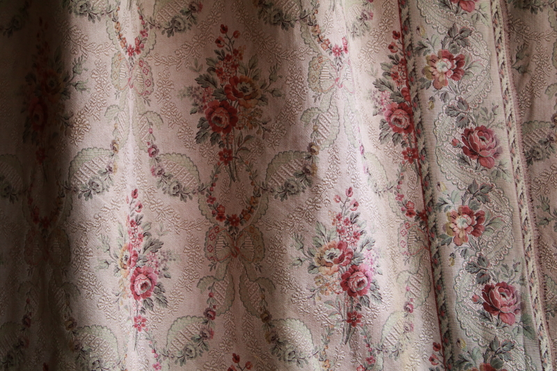薔薇とリボンのゴブランカーテン　フランス　アンティークストリュフ