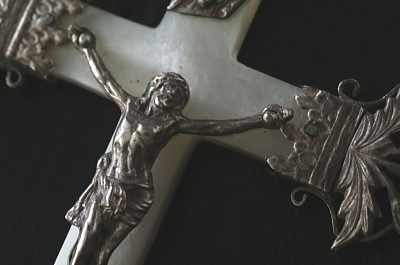 プルミコミュニオン　マザーオブパール　シルバークロス　フランス　アンティークストリュフ