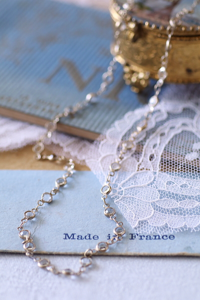 カットペーストシルバーネックレス　ヨーロッパ　アンティークストリュフ