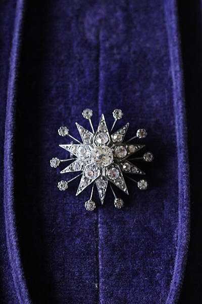 ヴィクトリアン～エドワーディアン　シルバーペーストブローチ　馬蹄　スター　アンティークストリュフ