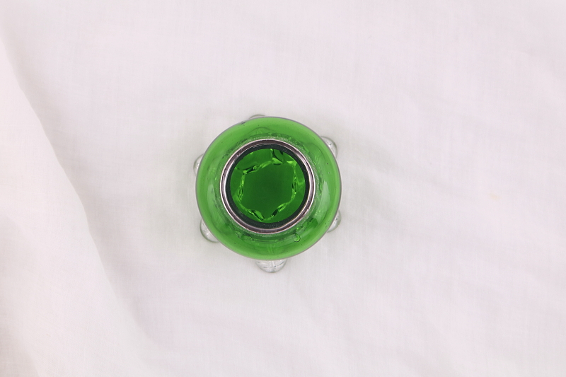 シルバーリムグリーングラスソルトディッシュ　ヴィクトリアン　イギリス　アンティークストリュフ