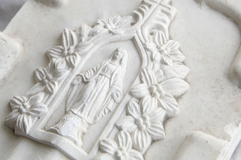 聖水盤の石膏型　聖母マリア　フランス　 アンティークストリュフ