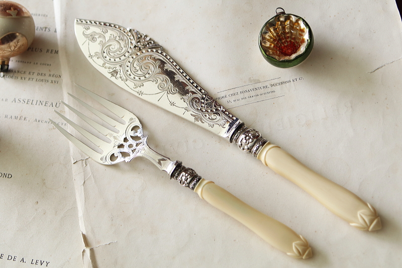 アイボリーハンドル　フィッシュカーバーズ　イギリス アンティークストリュフ