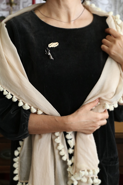 マーカサイトシルバーブローチ　インパラ　イギリス　フランス　ヨーロッパ　アンティークストリュフ