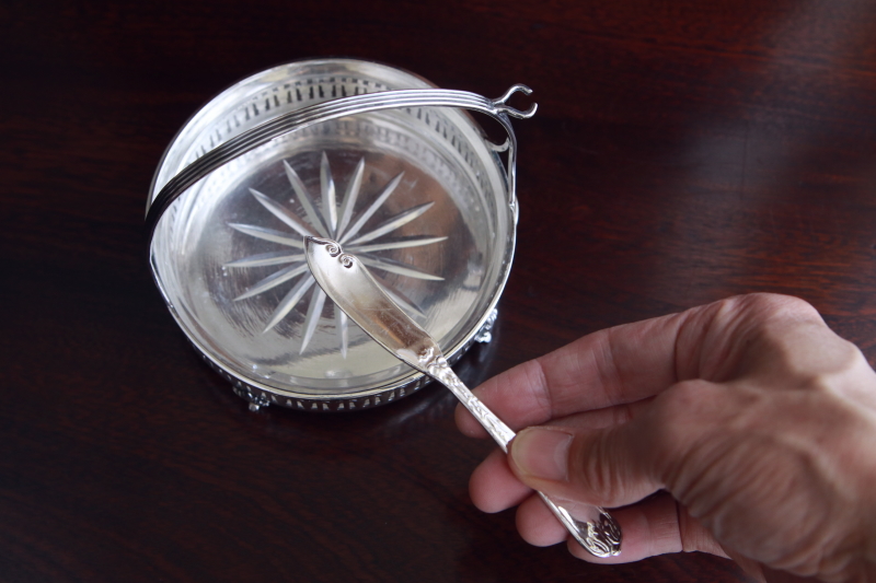 Mappin and Webb バターティッシュ&ナイフ　イギリス　アンティークストリュフ