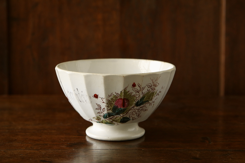 モスローズのラージカフェオレボウル　フランス　アンティークストリュフ