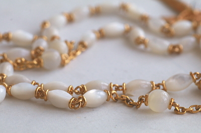 マザーオブパールのロザリオ　デッドストック　ゴールドプレート　フランス　アンティークストリュフ