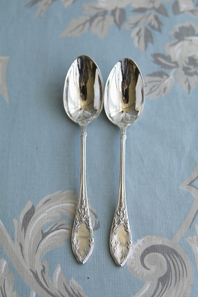 フレンチシルバースモールティースプーン　olier and caron フランス　アンティークストリュフ