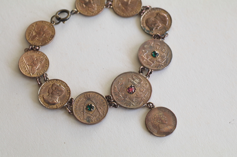 ベルジアンコインブレスレット　ベルギー　アンティークストリュフ