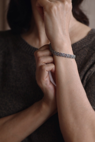 マーカサイトシルバーブレスレット　ヨーロッパ　アンティークストリュフ