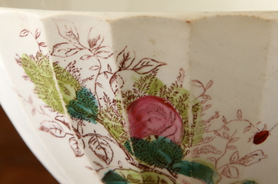 モスローズのラージカフェオレボウル　フランス　アンティークストリュフ