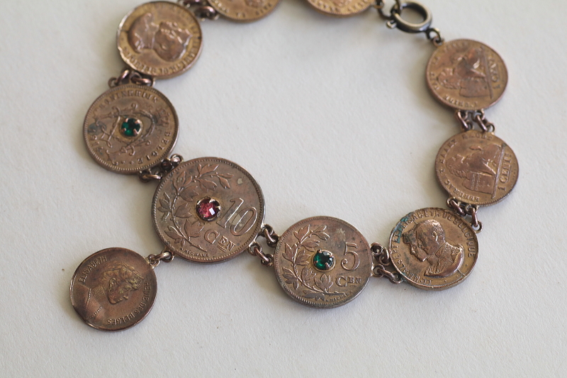 ベルジアンコインブレスレット　ベルギー　アンティークストリュフ