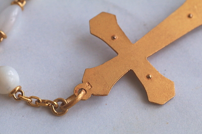 マザーオブパールのロザリオ　デッドストック　ゴールドプレート　フランス　アンティークストリュフ