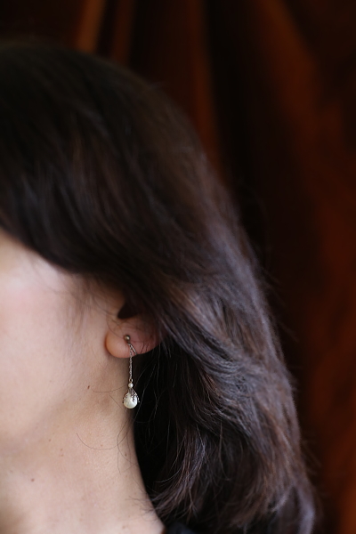 グラスパール　シルバーイヤリング　ヨーロッパ　アンティークストリュフ