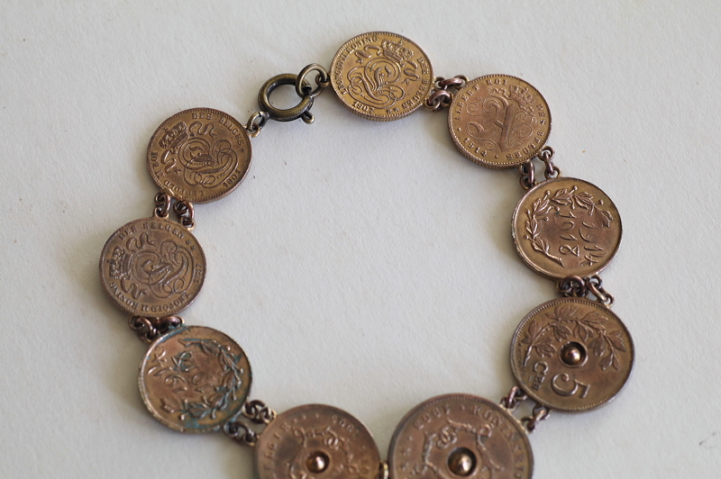 ベルジアンコインブレスレット　ベルギー　アンティークストリュフ