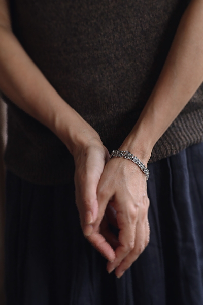 マーカサイトシルバーブレスレット　ヨーロッパ　アンティークストリュフ