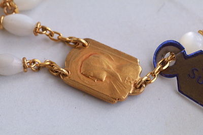 マザーオブパールのロザリオ　デッドストック　ゴールドプレート　フランス　アンティークストリュフ