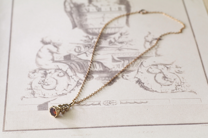 ヴィクトリアンウォッチフォブ　ウォッチキー　ロケット　ロングネックレス　アンティークストリュフ