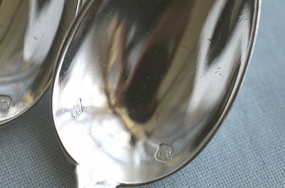 フレンチシルバースモールティースプーン　olier and caron フランス　アンティークストリュフ