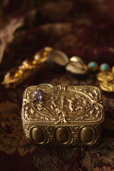 天使たちブラスジュエリーボックス フランス　アンティークストリュフ