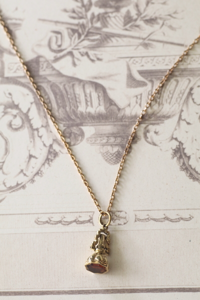 ヴィクトリアンウォッチフォブ　ウォッチキー　ロケット　ロングネックレス　アンティークストリュフ