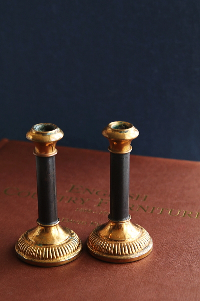 フレンチブラス　ミニキャンドルスティックペア　フランス アンティークストリュフ 20260115
