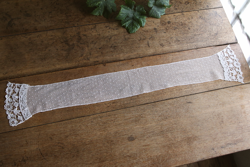 花のボビンレースチュールスカーフ　イギリス　アンティークストリュフ