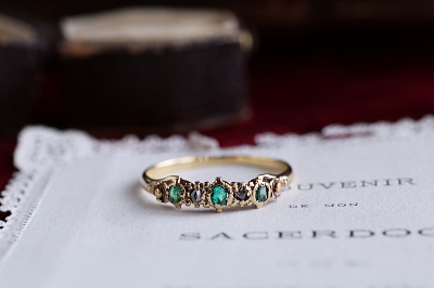 エメラルド&ダイヤモンドリング　ヴィクトリアン　ジョージアンリング　指輪　アンティークジュエリー　イギリス　アンティークストリュフ 20251212