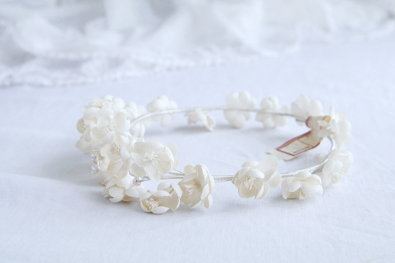 布花のティアラ　ウエディング　フランス　アンティークストリュフ