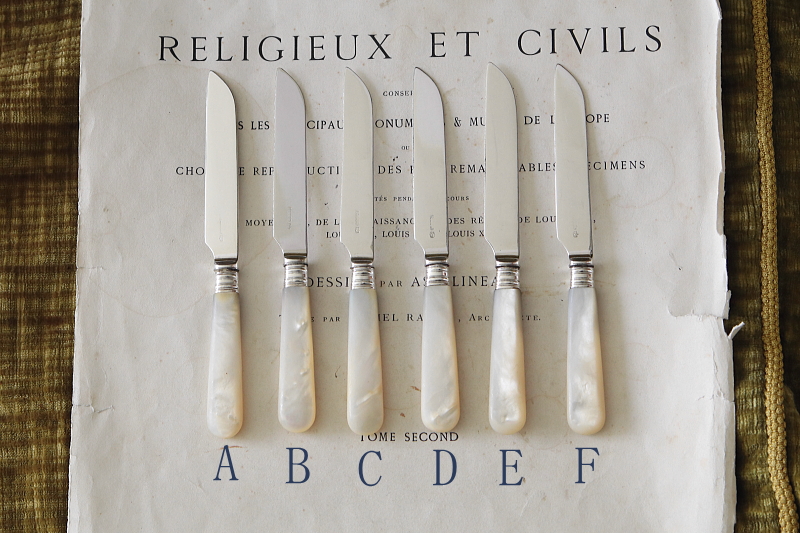 マザーオブパールハンドルデザートナイフ　james dixon and sons イギリス　アンティークストリュフ