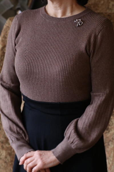 マーカサイト　リボンシルバーブローチ　フランス　アンティークストリュフ