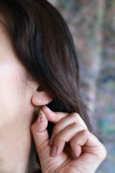 ブリオレットカットグリーンクォーツピアス　イヤリング　イギリス　アンティークストリュフ