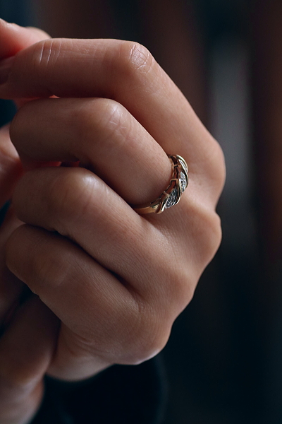 ダイヤモンドストライプリング　イギリス　アンティークストリュフ