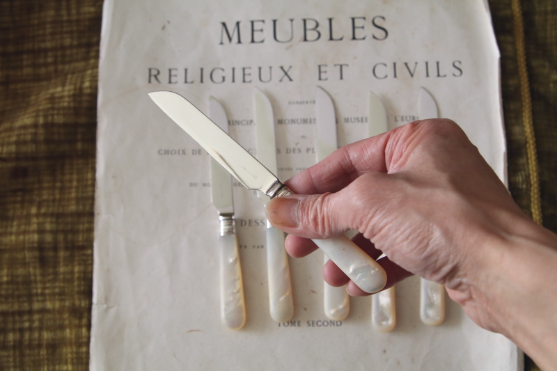 マザーオブパールハンドルデザートナイフ　james dixon and sons イギリス　アンティークストリュフ