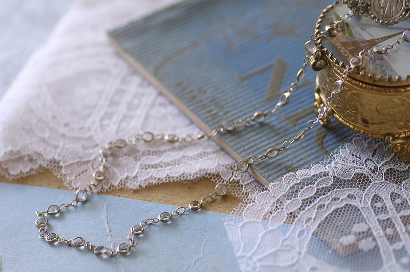 カットペーストシルバーネックレス　ヨーロッパ　アンティークストリュフ