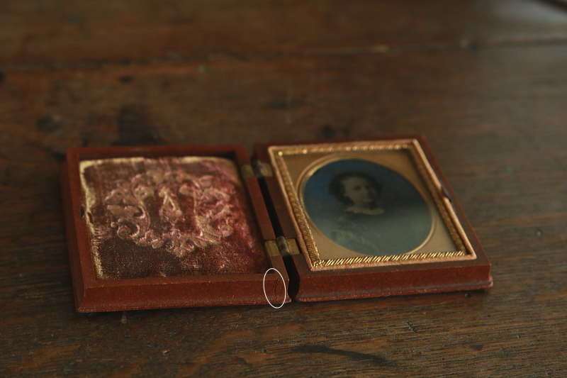 少女のガラス写真　ユニオンケース　アンブロタイプ　イギリス　アンティークストリュフ