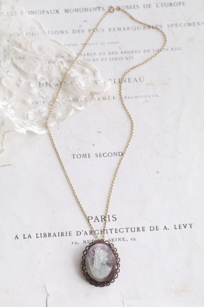 マザーオブパールカメオ　ペンダントブローチ　イタリア　アンティークストリュフ