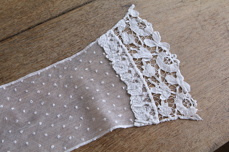 花のボビンレースチュールスカーフ　イギリス　アンティークストリュフ